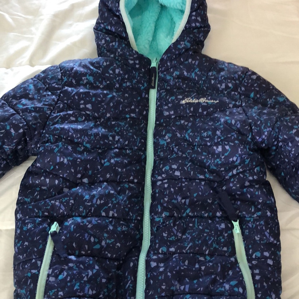 Eddie Bauer Navy and Mint Puffer Jacket